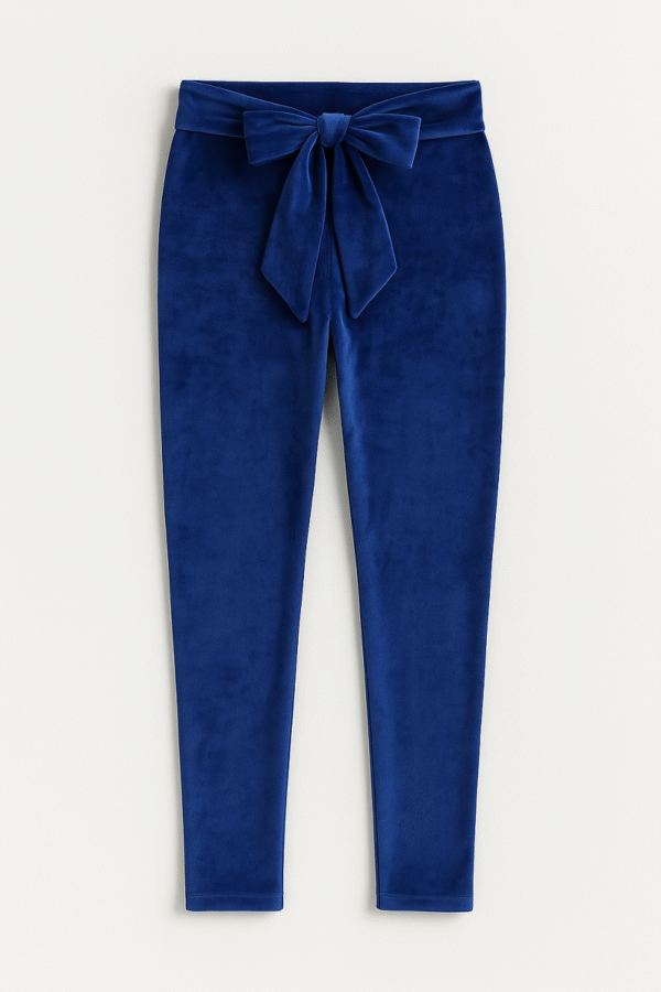 Legginsy z kokardą chabrowe