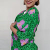 wiskozowe kimono w roślinny print i fioletowe kwiaty